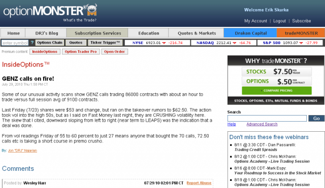 Options trading monster